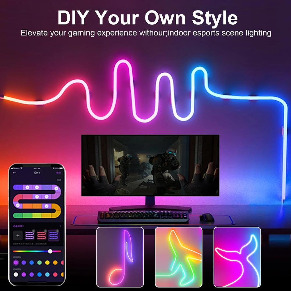 Neon LED Strip Light with Music Sync 1/2/3M